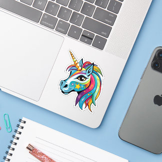 Sticker Dessin graphique unicorne mignon