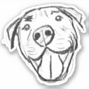 Sticker dessin pitbull simple amoureux des chiens noir bla