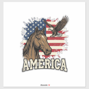 Sticker Dessin vectoriel patriotique de l'aigle de cheval 