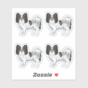 Sticker Dessins de chien de race jouet mignon Papillon tri