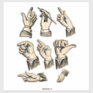 Sticker Dessins de gestes à la main des hommes Art Vintage