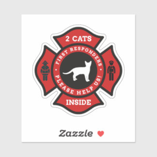 Sticker Deux Chats À L'Intérieur De L'Alerte Pour Animaux