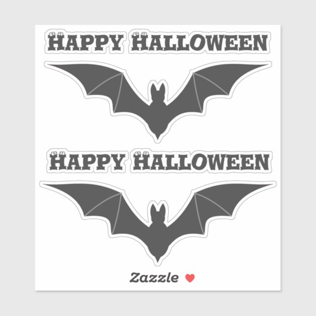 Sticker Deux chauves-souris volantes Solide noir Halloween (Feuille)