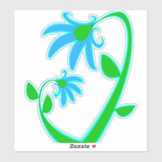 Sticker Deux fleurs bleues