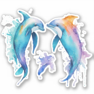 Sticker Deux mignons dauphins