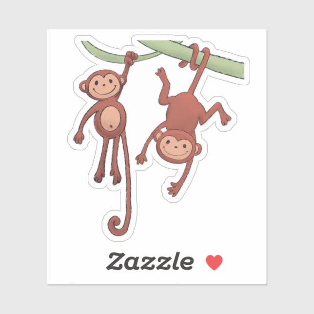 Sticker Deux petits singes (Feuille)