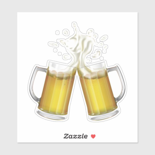 Sticker Deux tasses avec une bière légère. (Feuille)