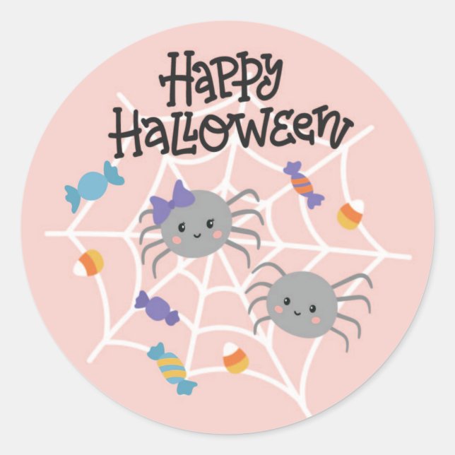 Sticker d'Halloween mignon araignées et bonbons (Devant)