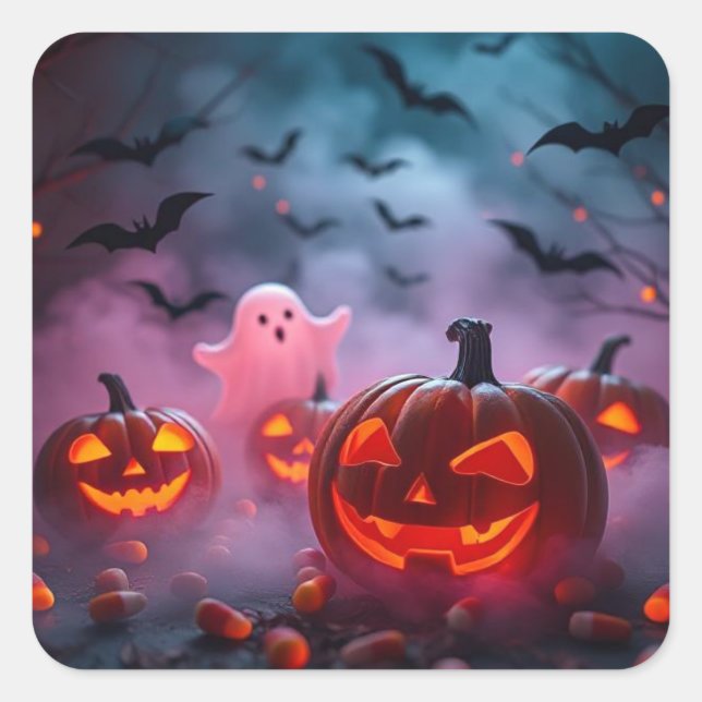Sticker d'Halloween ultime Fantômes et Citrouille (Devant)