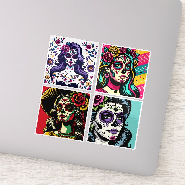 Sticker Día de los Muertos Day of Dead Pop Art (Détail)