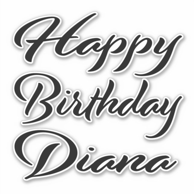 Sticker Diana Nom Prénom Anniversaire de la Broderie noire (Devant)