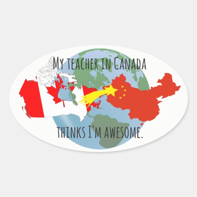 Sticker, die an Student gesendet werden: Kanada, P Ovaler Aufkleber (Vorderseite)