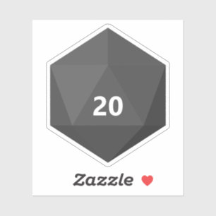 Sticker Die de texte D20 personnalisée   Modèle gris