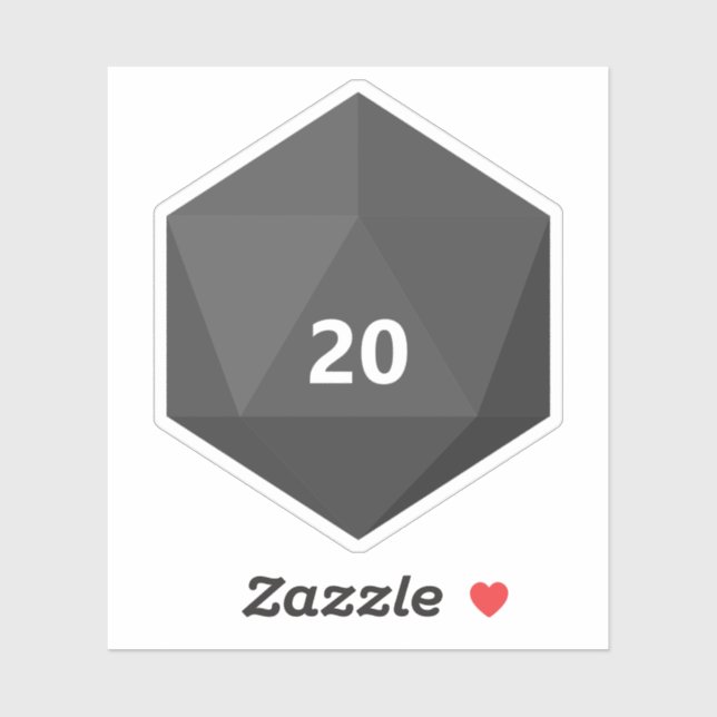 Sticker Die de texte D20 personnalisée | Modèle gris (Feuille)