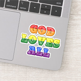Sticker "Dieu aime tout le monde" Fierté chrétienne gay/LG