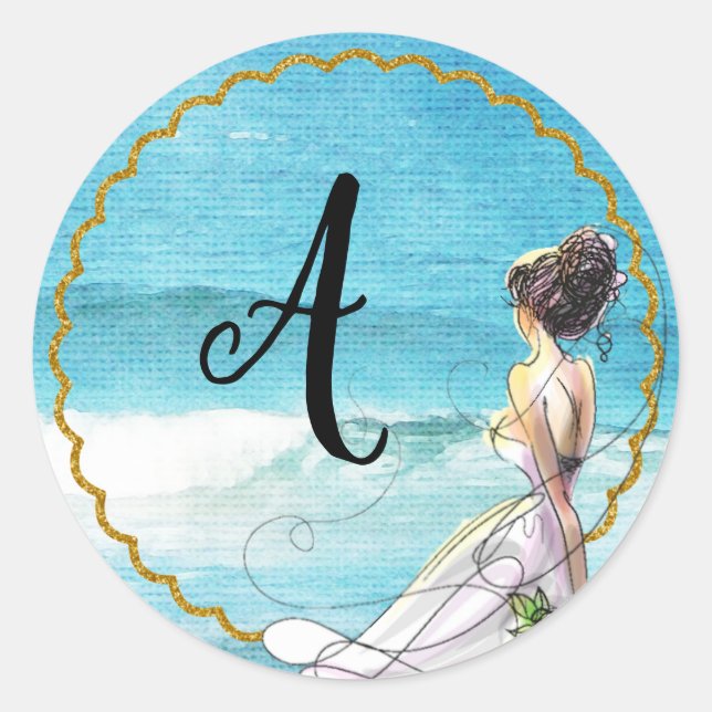 Sticker d'illustration de mariage de plage (Devant)