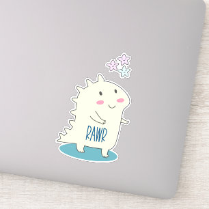 Sticker Dino Jaune mignon avec des étoiles joyeuses
