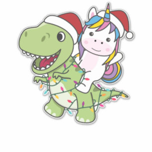 Sticker Dinosaur Noël Unicorne Hiver T-Rex Dino