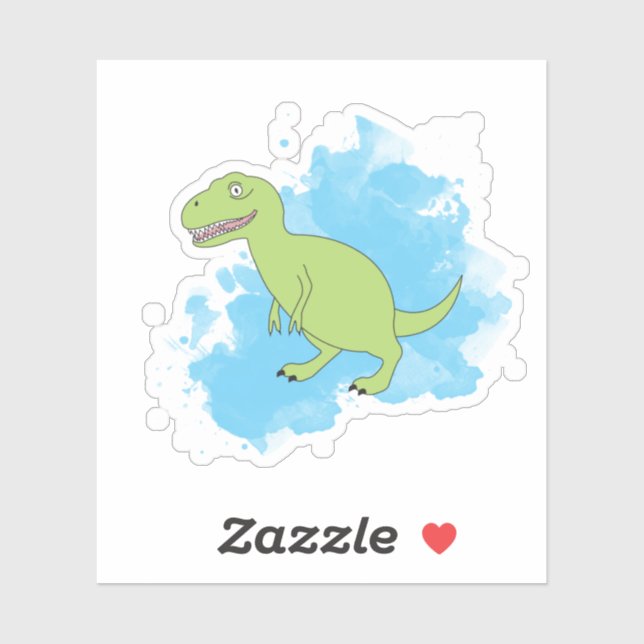 Sticker Dinosaure avec Aquarelle Arrière - plan Design (Feuille)