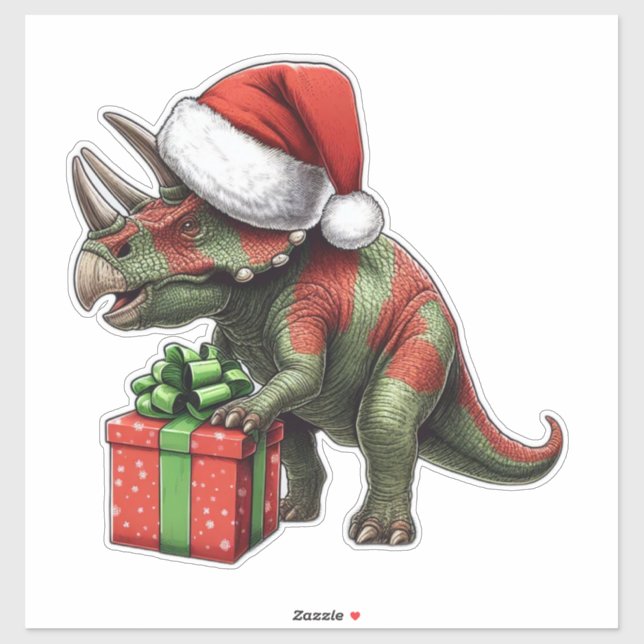 Sticker Dinosaure de Noël mignon (Feuille)