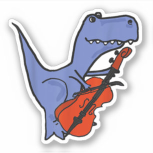 Sticker Dinosaure Drôle Jouer Cello