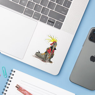 Sticker Dinosaure Hadrosaurus Habillé Comme Un Punk.