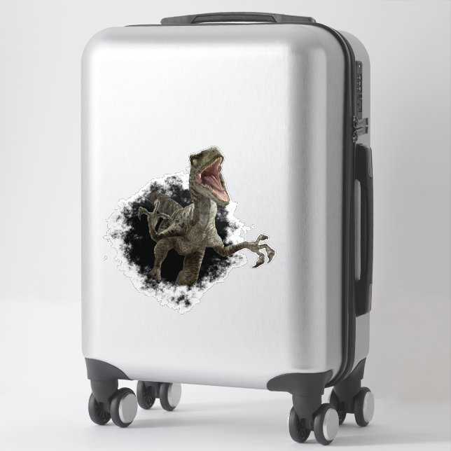 Sticker Dinosaure Rapide Velociraptor Hole Rip (Sur valise)