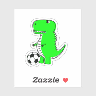 Sticker Dinosaure Vert Aime Le Football