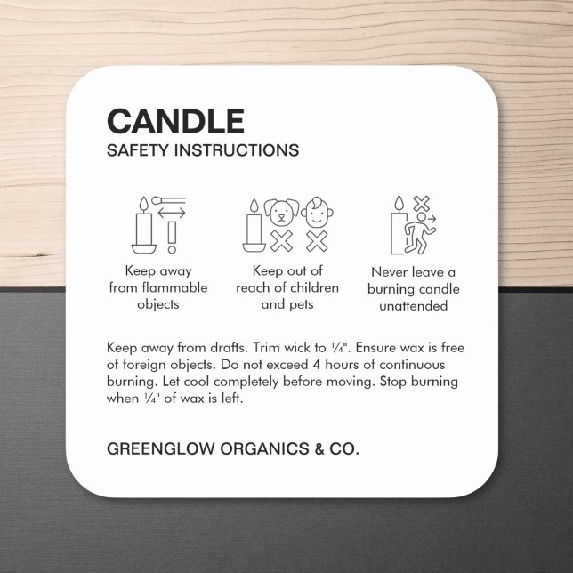Sticker d'instructions de Étiquette et de soins de (Zazzle Candle Safety Label & Care Instruction Sticker)