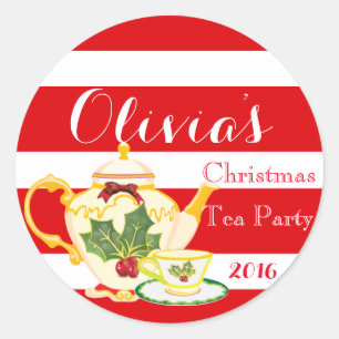 Sticker d'invitation de Noël Tea Party Favoriser l