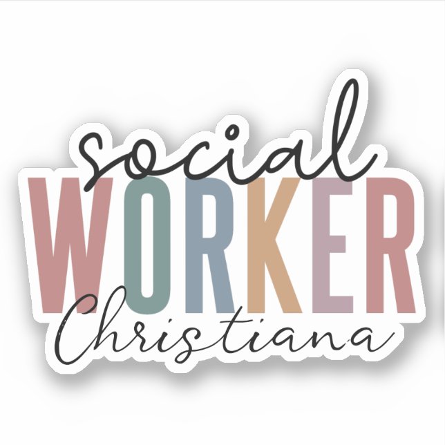 Sticker Diplôme de travailleur social personnalisé (Devant)