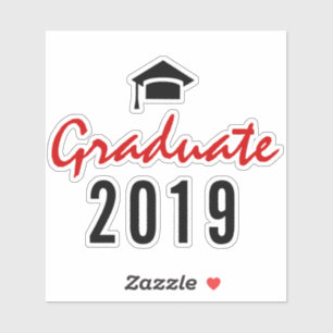 Sticker Diplômé rouge, diplôme noir 2019 manuscrit