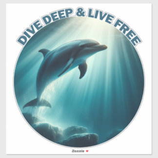 Sticker Dive Deep Live Dolphin gratuit