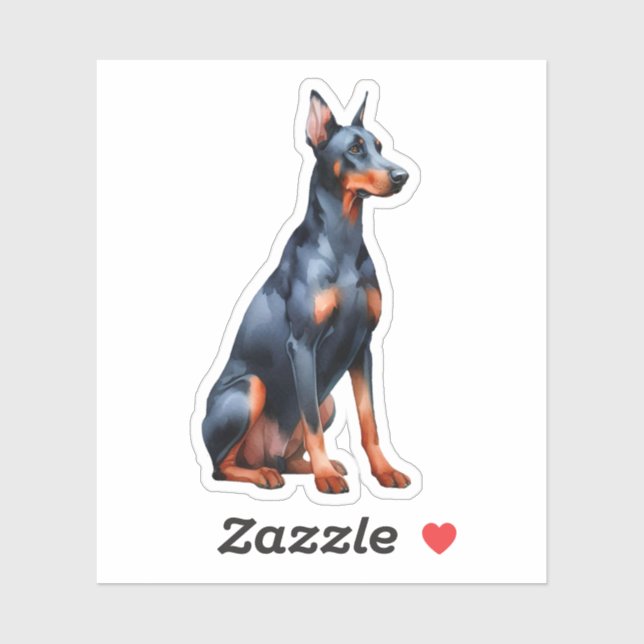 Sticker Doberman Pinscher assis (Feuille)