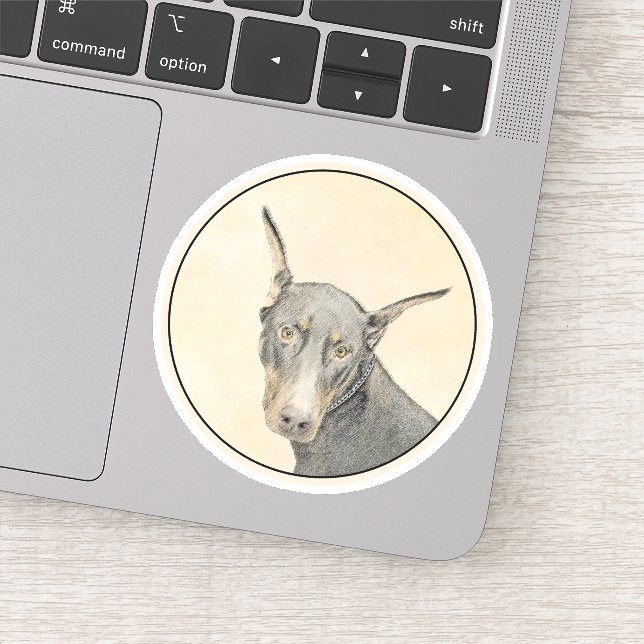 Sticker Doberman Pinscher Peinture - Art Chien original (Détail)