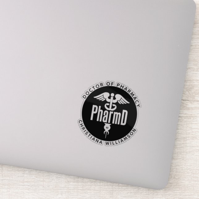 Sticker Docteur en pharmacie PharmD sur mesure (Détail)