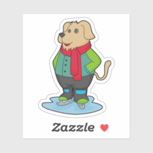 Sticker Dog at Ice skating with Ice skates