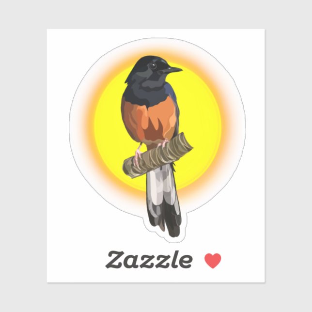 Sticker d'oiseau Shama grondé blanc (Feuille)