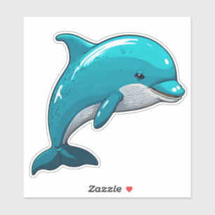 Sticker Dolphin adorable blue animal