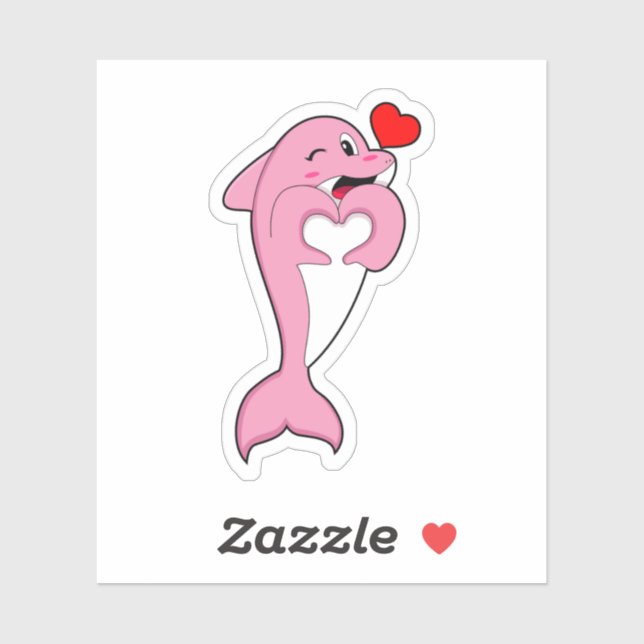 Sticker Dolphin Love Heart (Feuille)