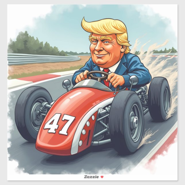Sticker Donald Trump, champion de course automobile (Feuille)
