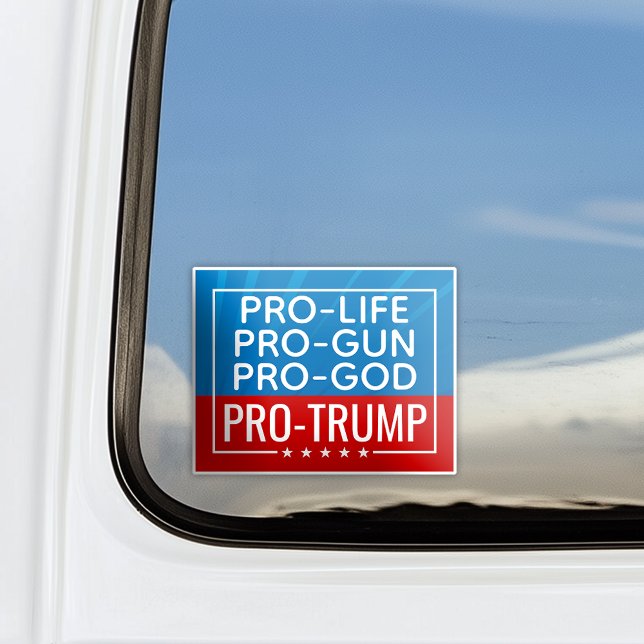 Sticker Donald Trump Pro-Life Pro-Gun Pro-God (pro trump 2024 car window decal sticker)