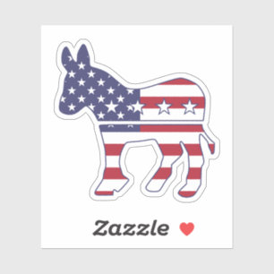 Sticker Donkey US Flag démocrate