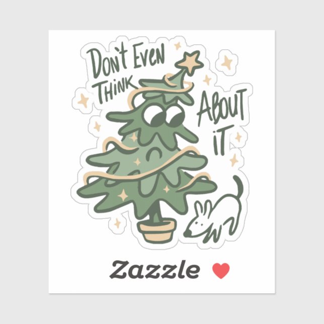 Sticker Don't even think about it Christmas Tree Dog (Feuille)