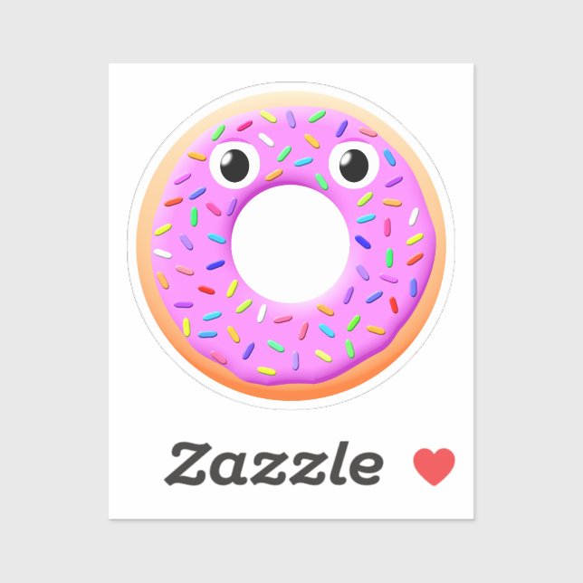 Sticker Donut Avec Yeux Et Sprinkings Dessin (Feuille)