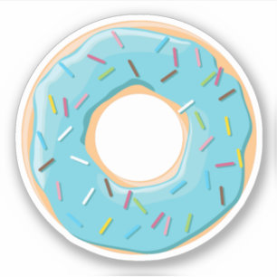 Sticker Donut bleu pastel avec des pépites de bonbons