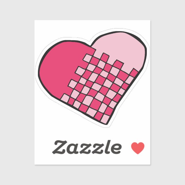 Sticker Doodé rose Tissé Coeur Kiss-Cut (Feuille)