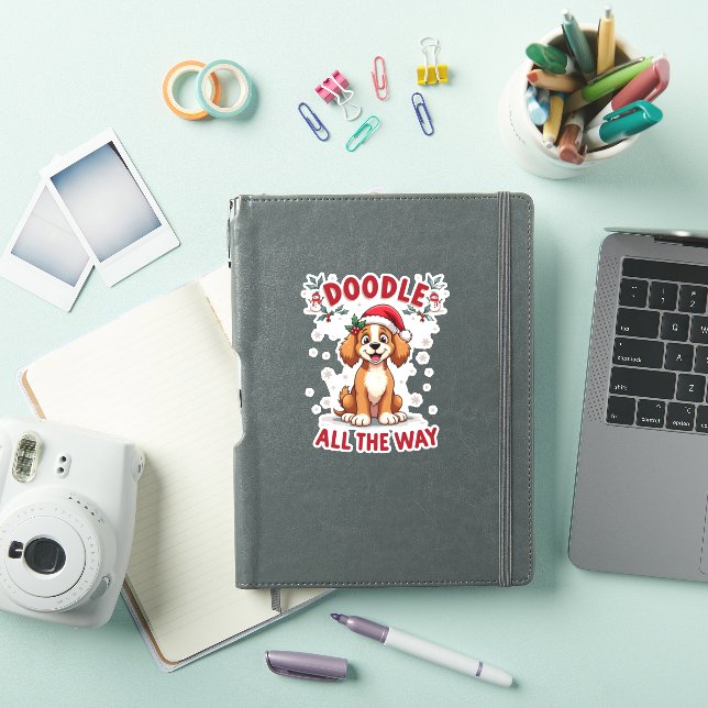 Sticker Doodle All The Way Funny Goldendoodle Santa Hat Ch (Couverture iPad)