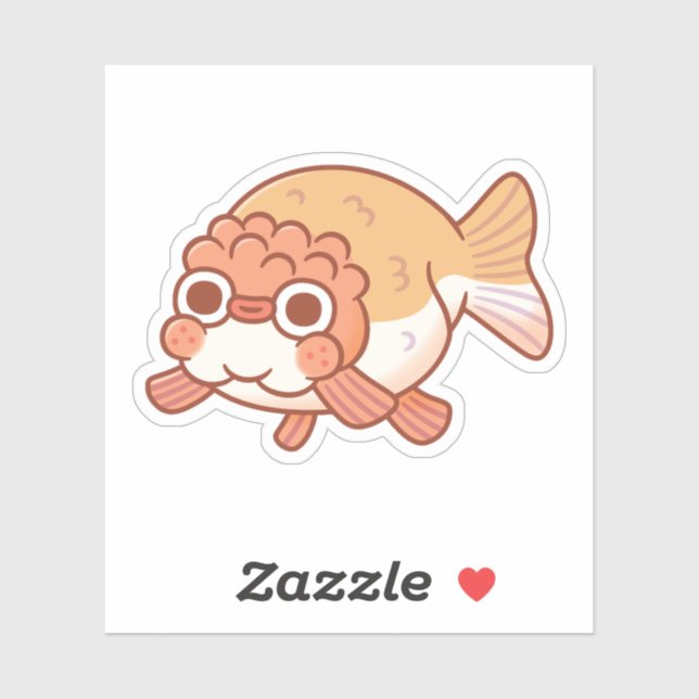 Sticker Doodle de poisson rouge mignon Derpy Ranchu (Feuille)