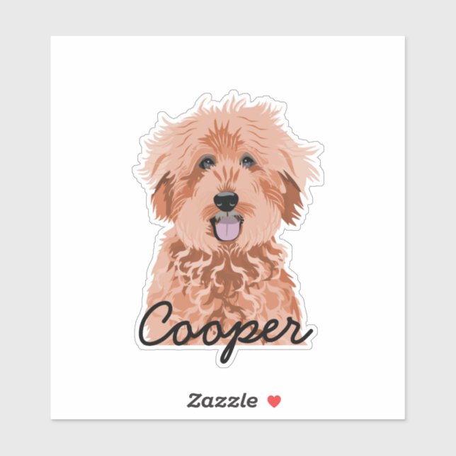 Sticker Doodle d'or Apricot Nom du chien personnalisé (Feuille)